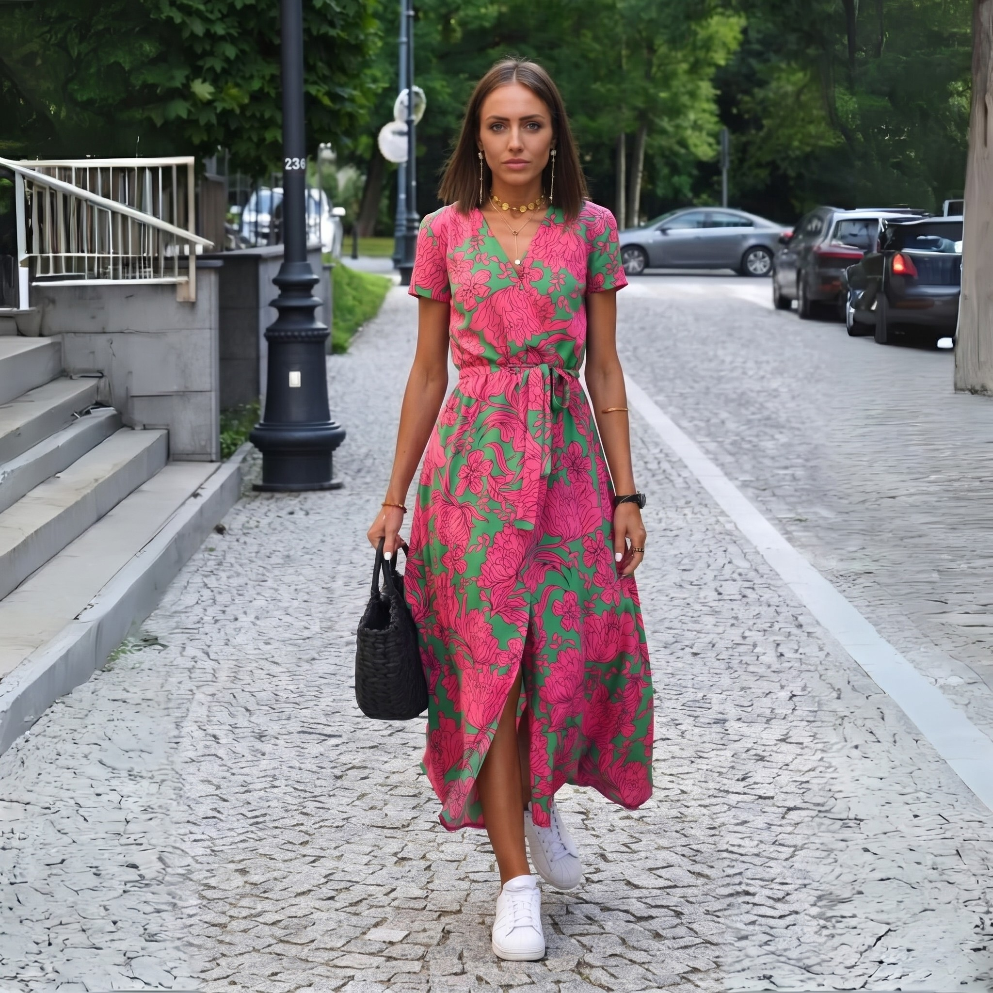 Giada™ | Abito elegante con scollo a V e linea modellante