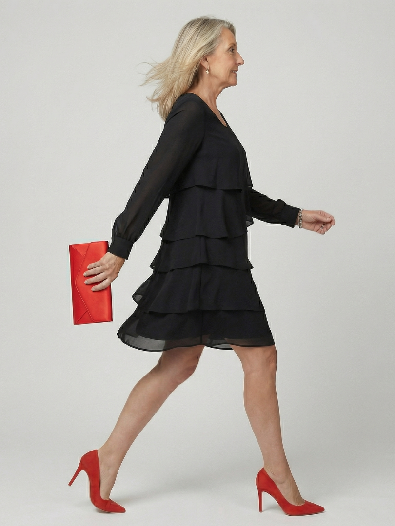 Beatrice | Abito midi a balze dal fascino elegante