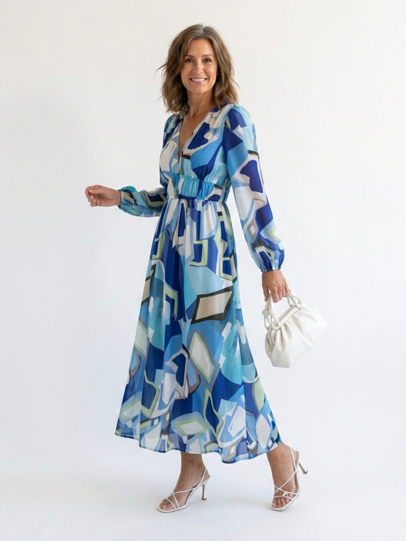 Ginevra | Abito maxi floreale con maniche lunghe