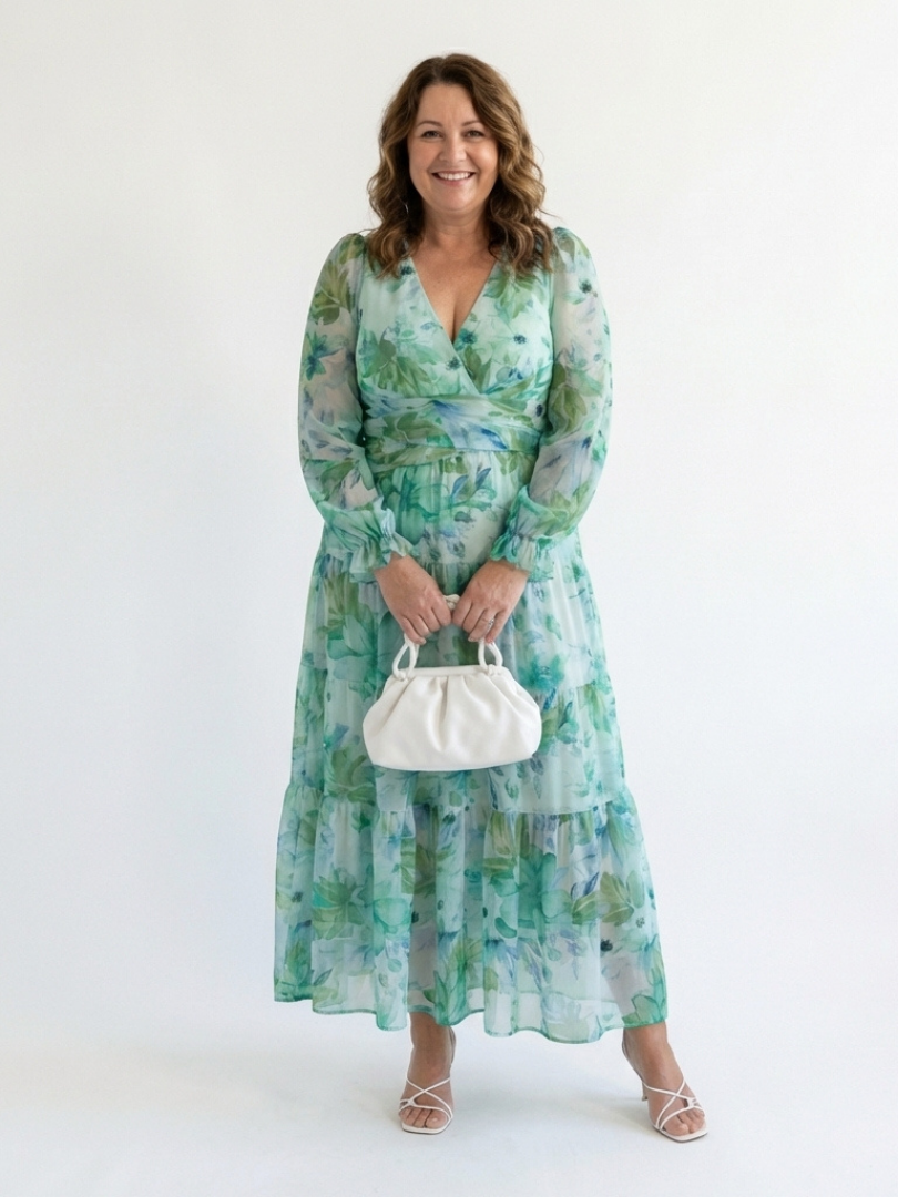 Ginevra | Abito maxi floreale con maniche lunghe