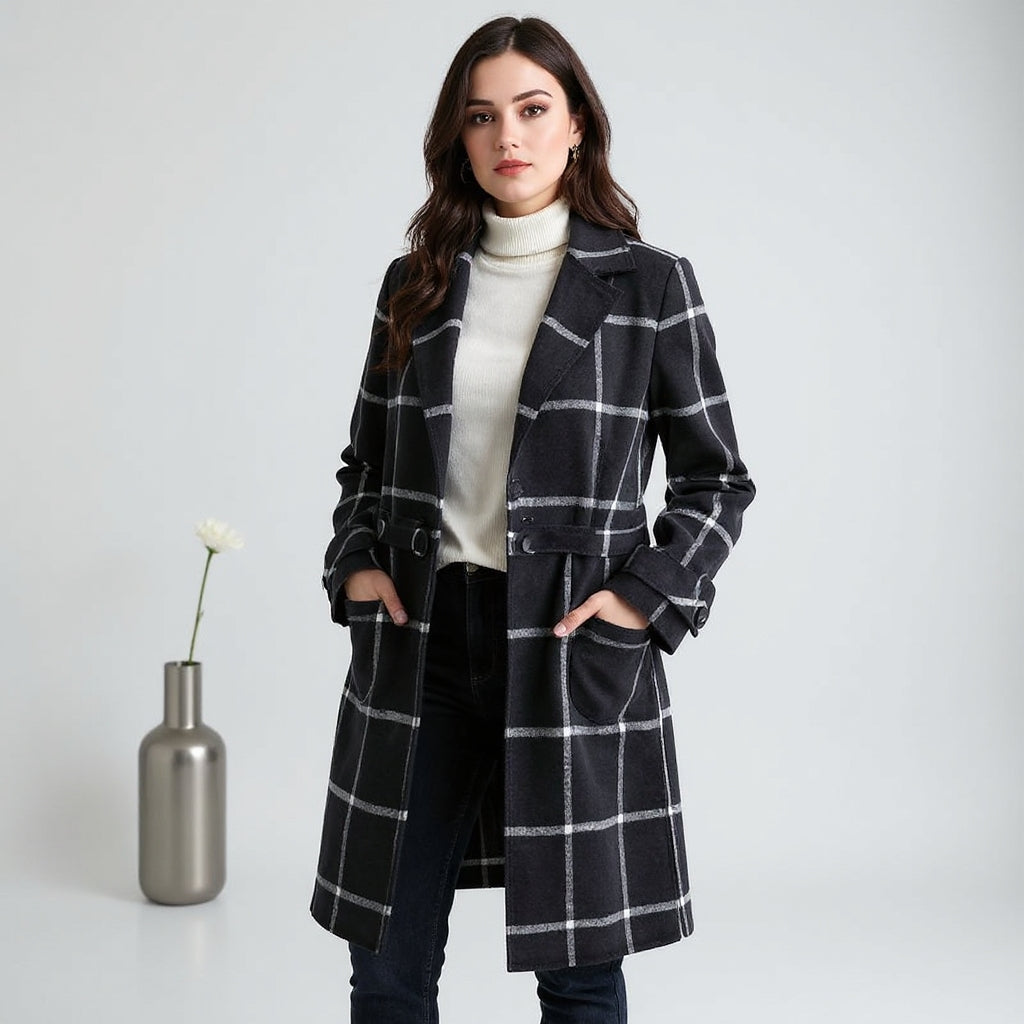 Valeria | Cappotto Elegante a Quadri in Lana