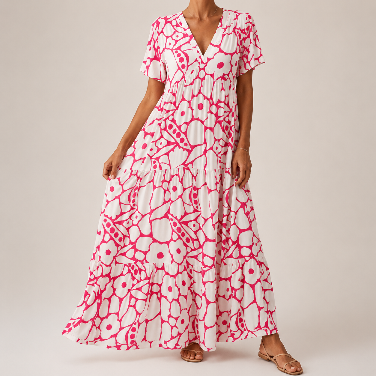 Clara | Abito maxi con stampa botanica