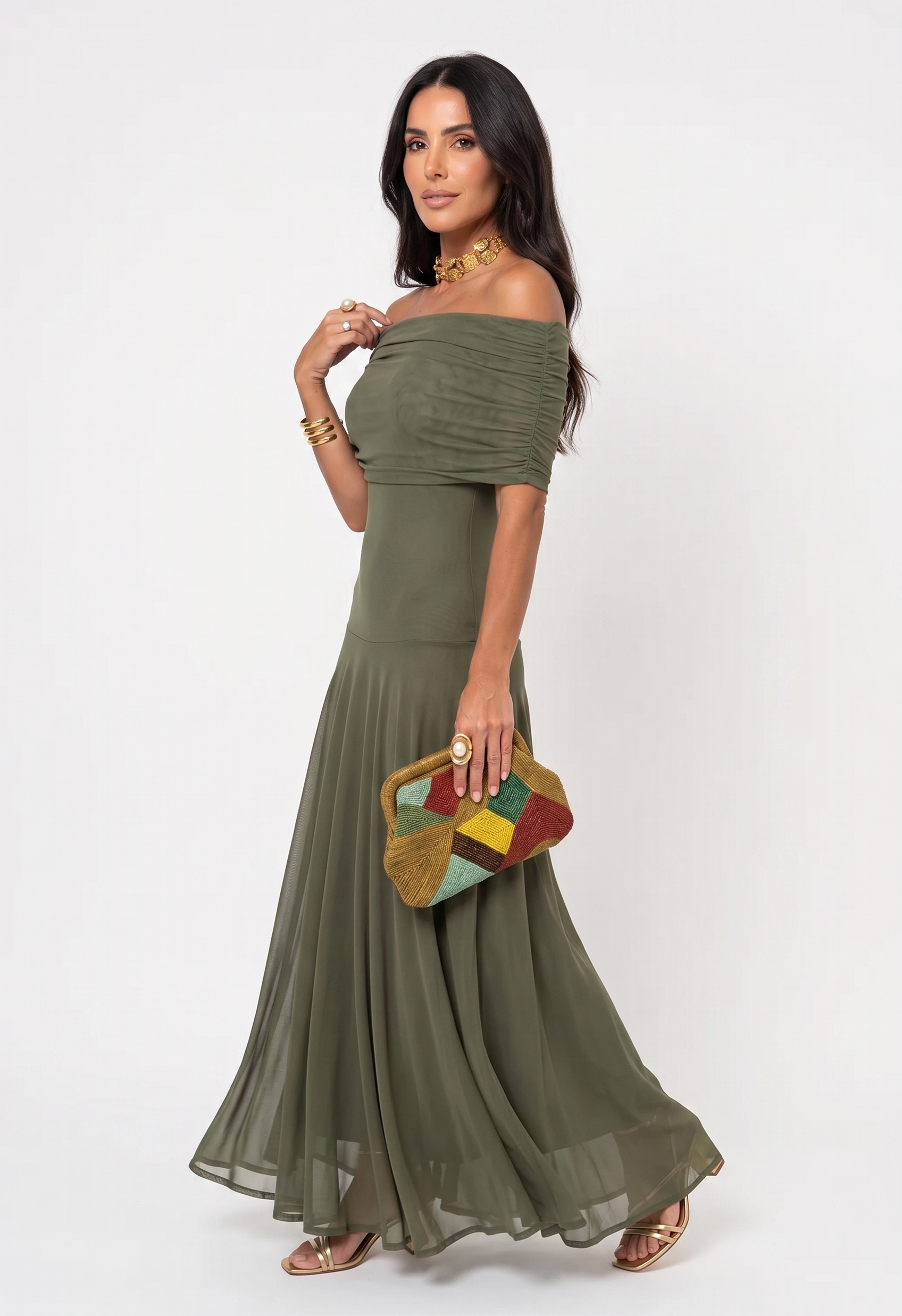 Caterina | Abito maxi elegante con spalle scoperte