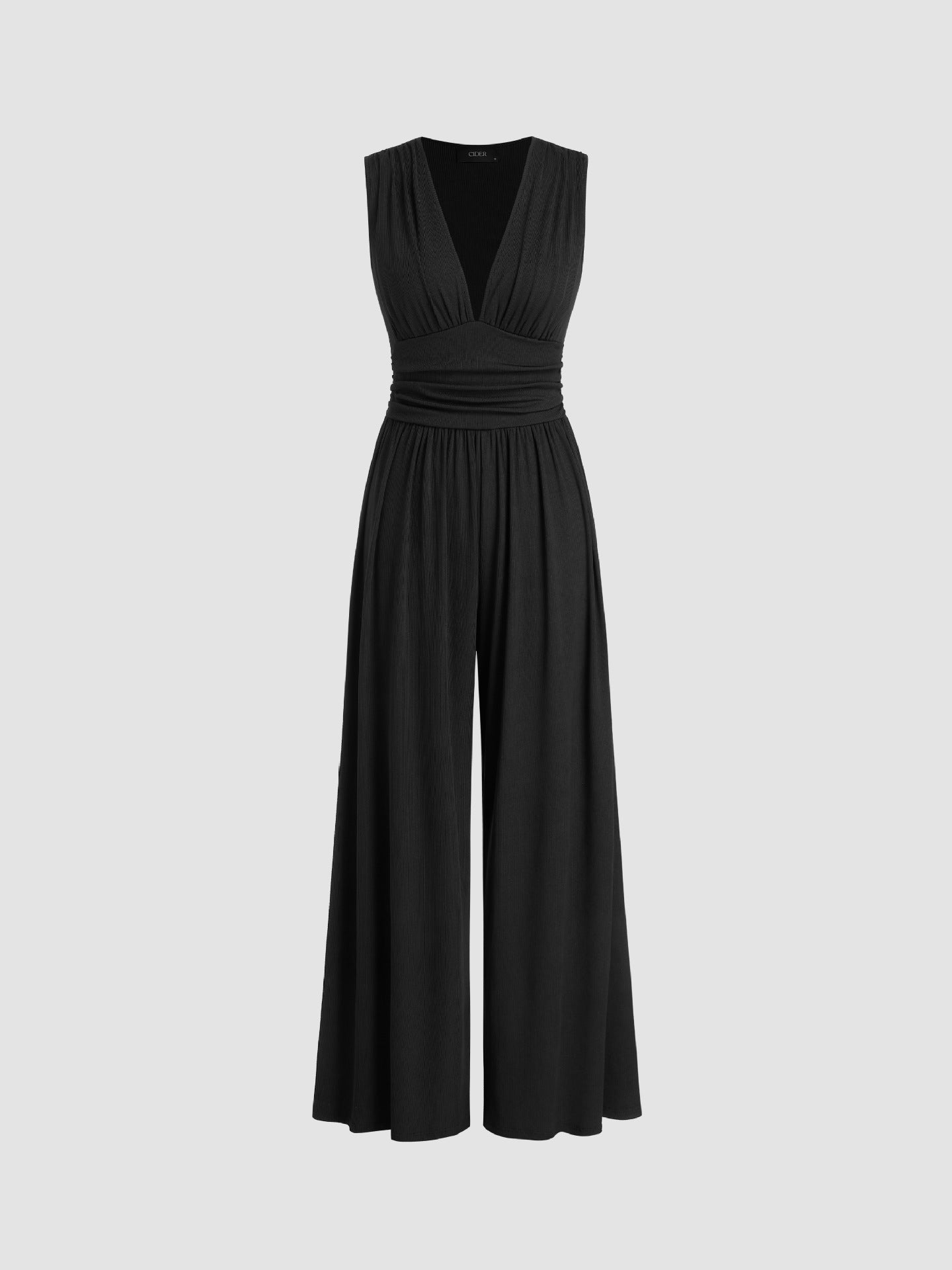 Alessandra | Tuta elegante con scollo a V e gamba ampia
