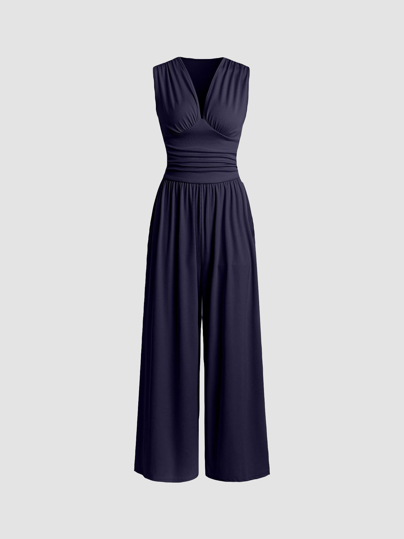 Alessandra | Tuta elegante con scollo a V e gamba ampia