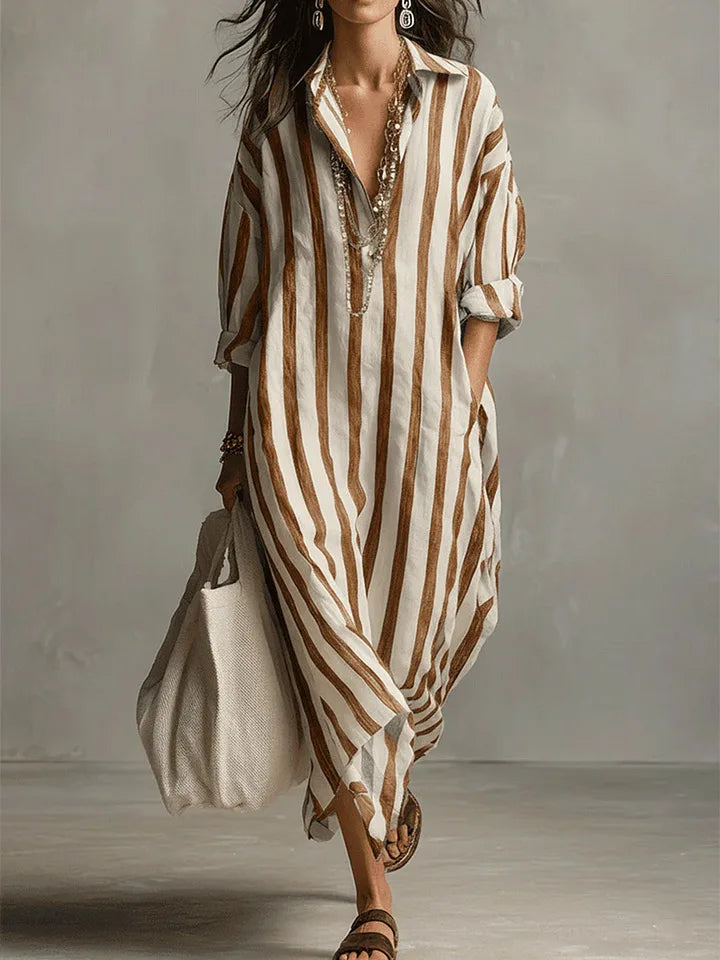 Martina | Abito camicia a righe dalla linea fluida
