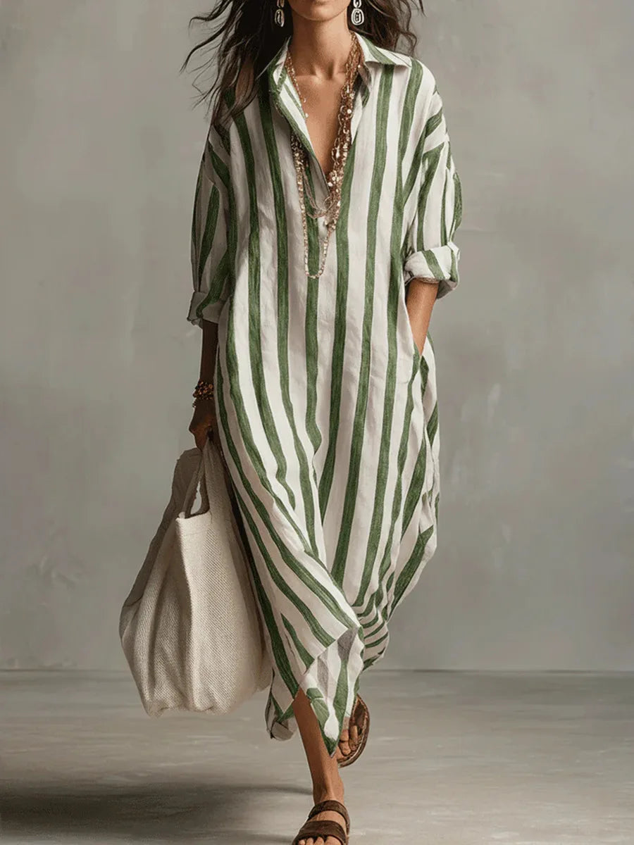 Martina | Abito camicia a righe dalla linea fluida