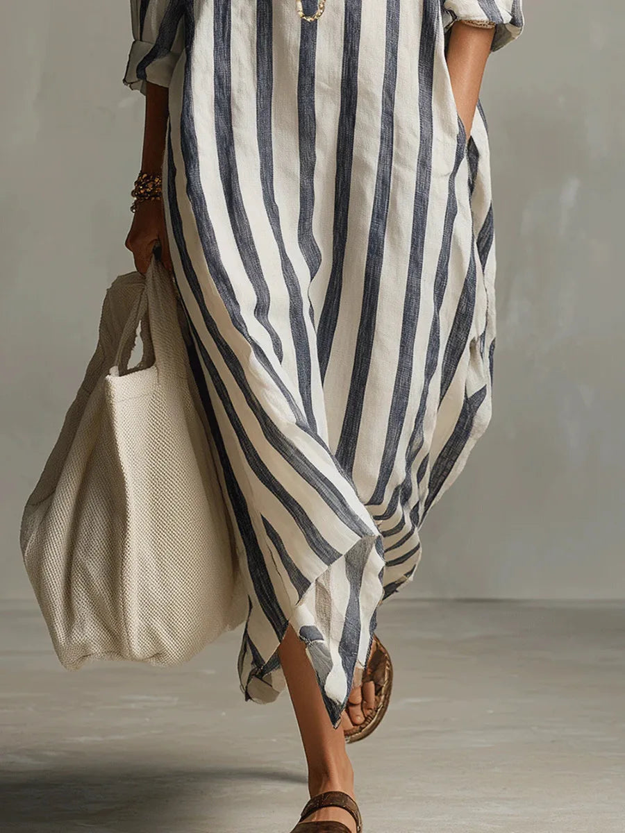 Martina | Abito camicia a righe dalla linea fluida