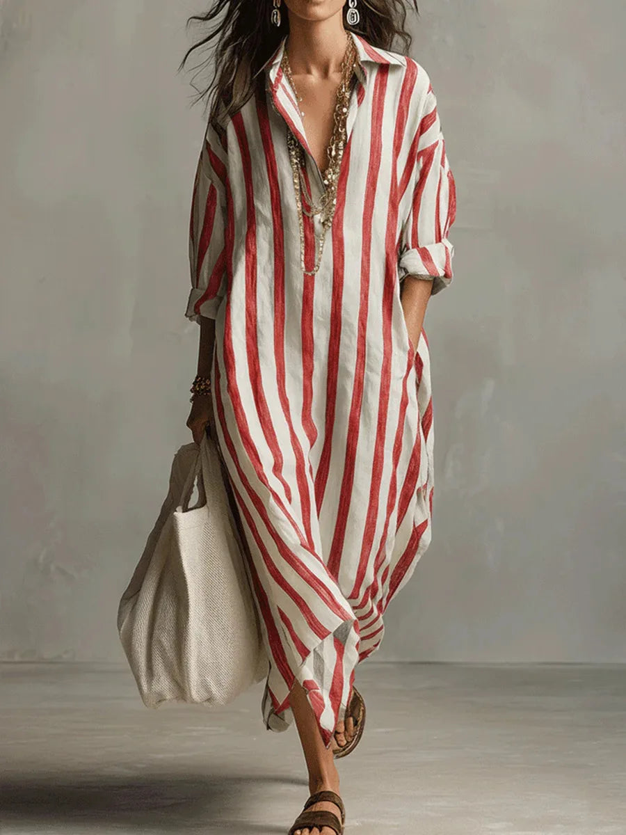 Martina | Abito camicia a righe dalla linea fluida