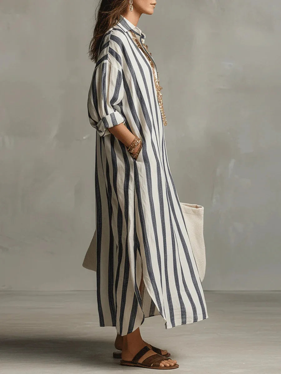 Martina | Abito camicia a righe dalla linea fluida