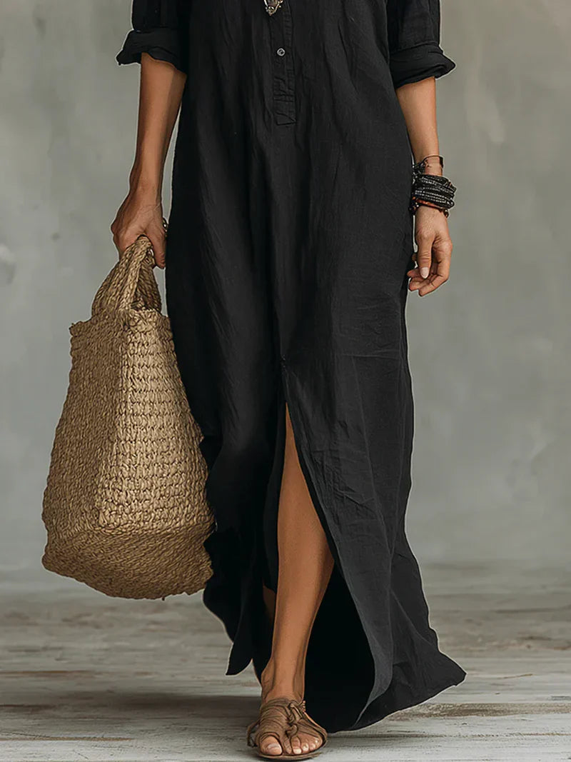 Chiara | Abito maxi camicia dalla linea fluida