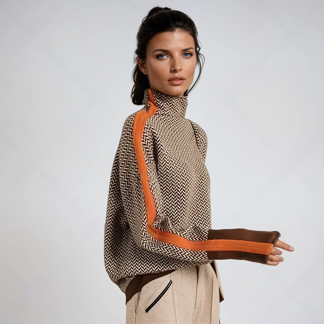 Lucia™ | Maglione a Collo Alto con Righe a Contrasto