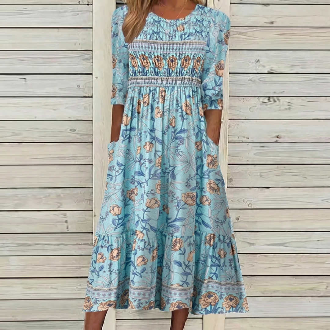 Serena | Abito midi floreale dai toni pastello