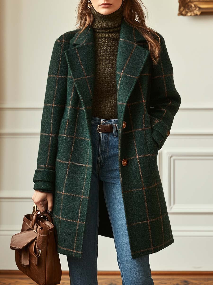 Valeria | Cappotto Elegante a Quadri in Lana